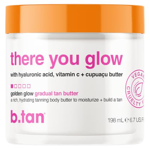 b.tan Gradual Self Tanning Lotion | There You Glow Body Butter - Best for Daily Use to Develop a Medium to Dark Bronze, Ultra Moisturizing Sunless Tanner, No Fake Tan Smell, 6.7 Fl Oz | Amazon (US)