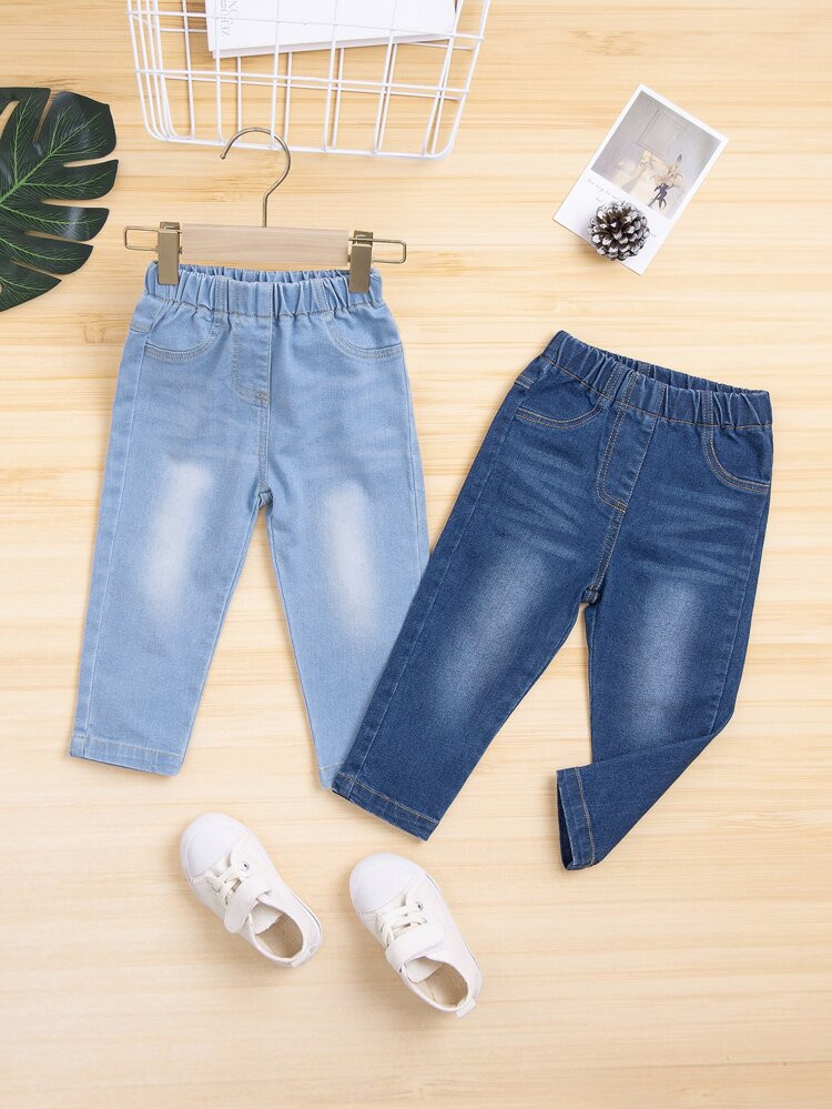 Baby 2pcs Elastic Waist Tapered Jeans | SHEIN