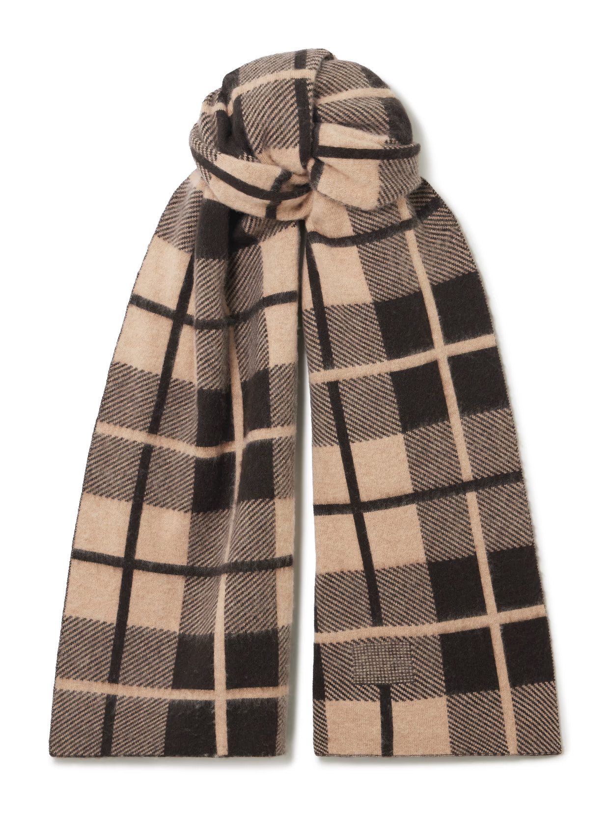 Guest In Residence - Checked Brushed Wool And Cashmere-blend Scarf - Brown | NET-A-PORTER (US)