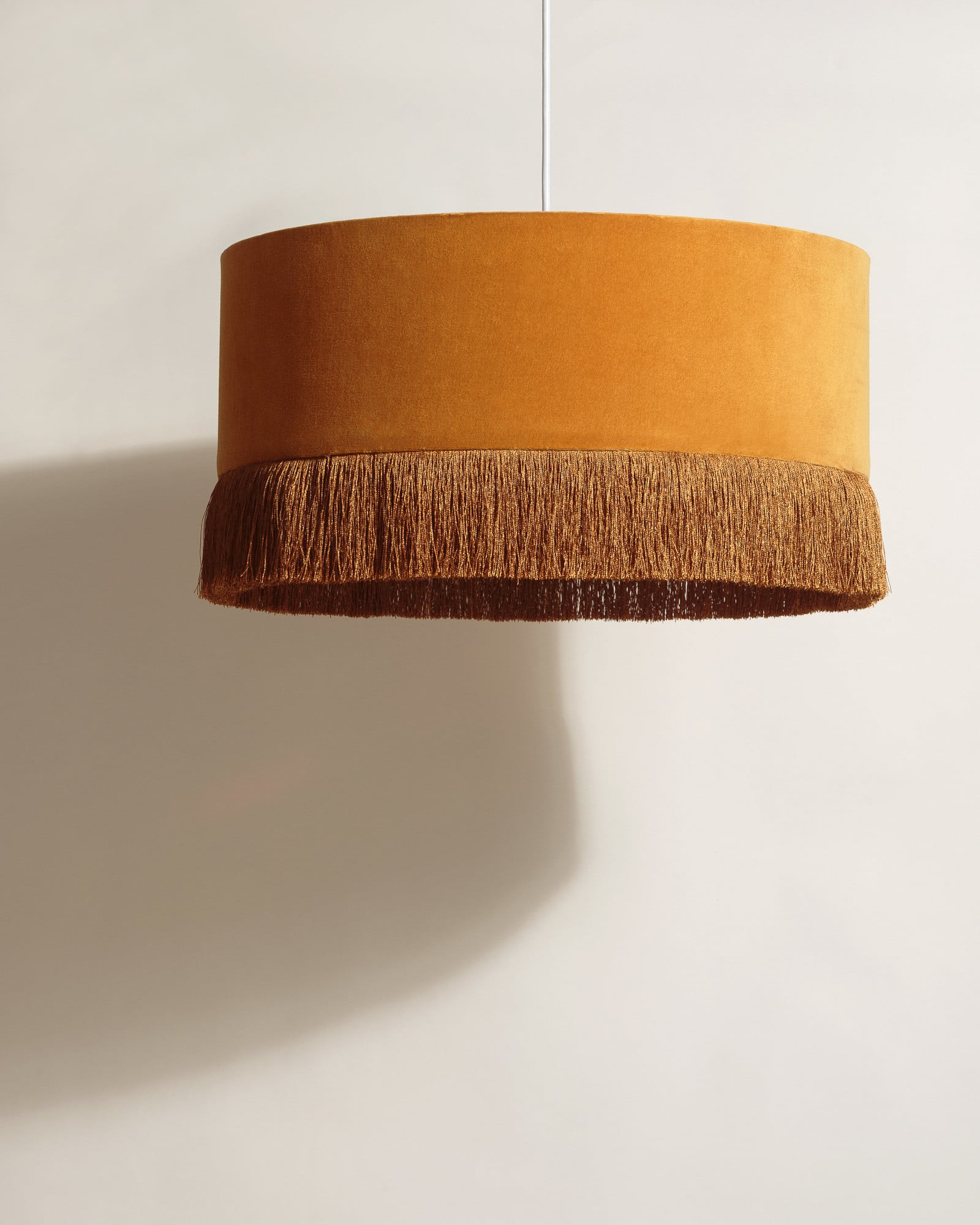 Ero Velvet & Tassel Blue Drum Pendant Lampshade | Oliver Bonas | Oliver Bonas (Global)
