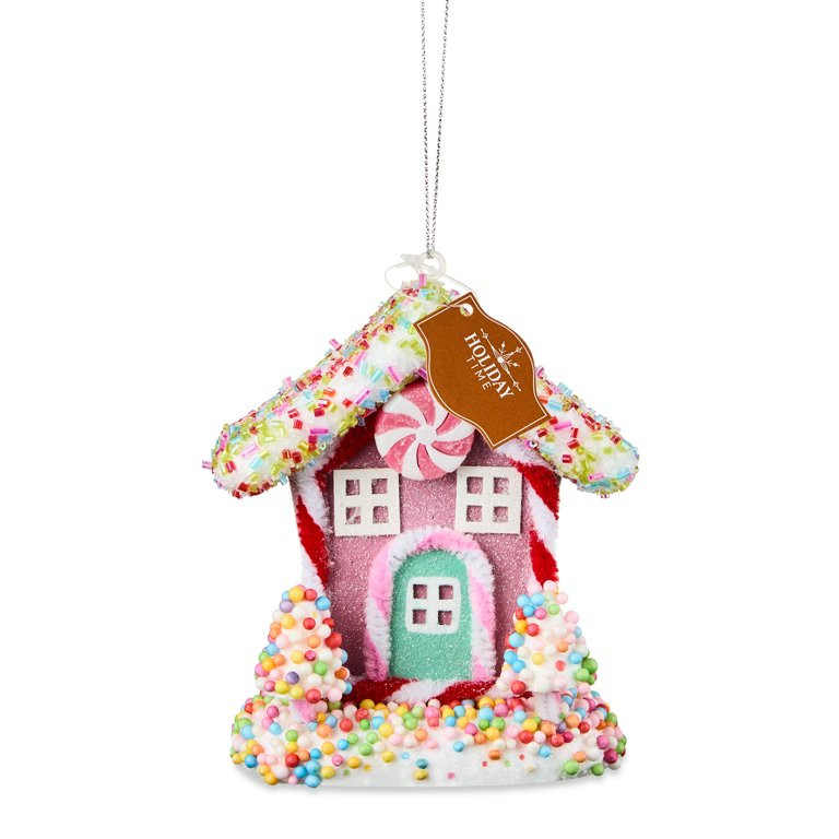 Pink Candy House Christmas Ornament, 4.5 in, by Holiday Time | Walmart (US)
