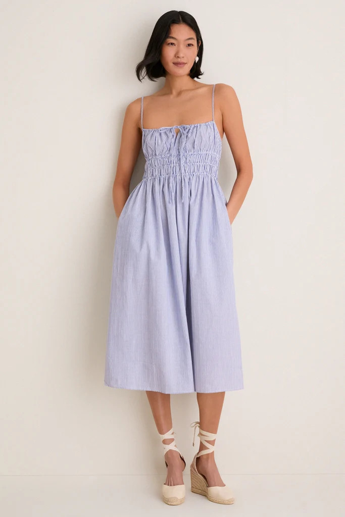 Blue Stripe Gabriella Midi Dress | Tuckernuck (US)