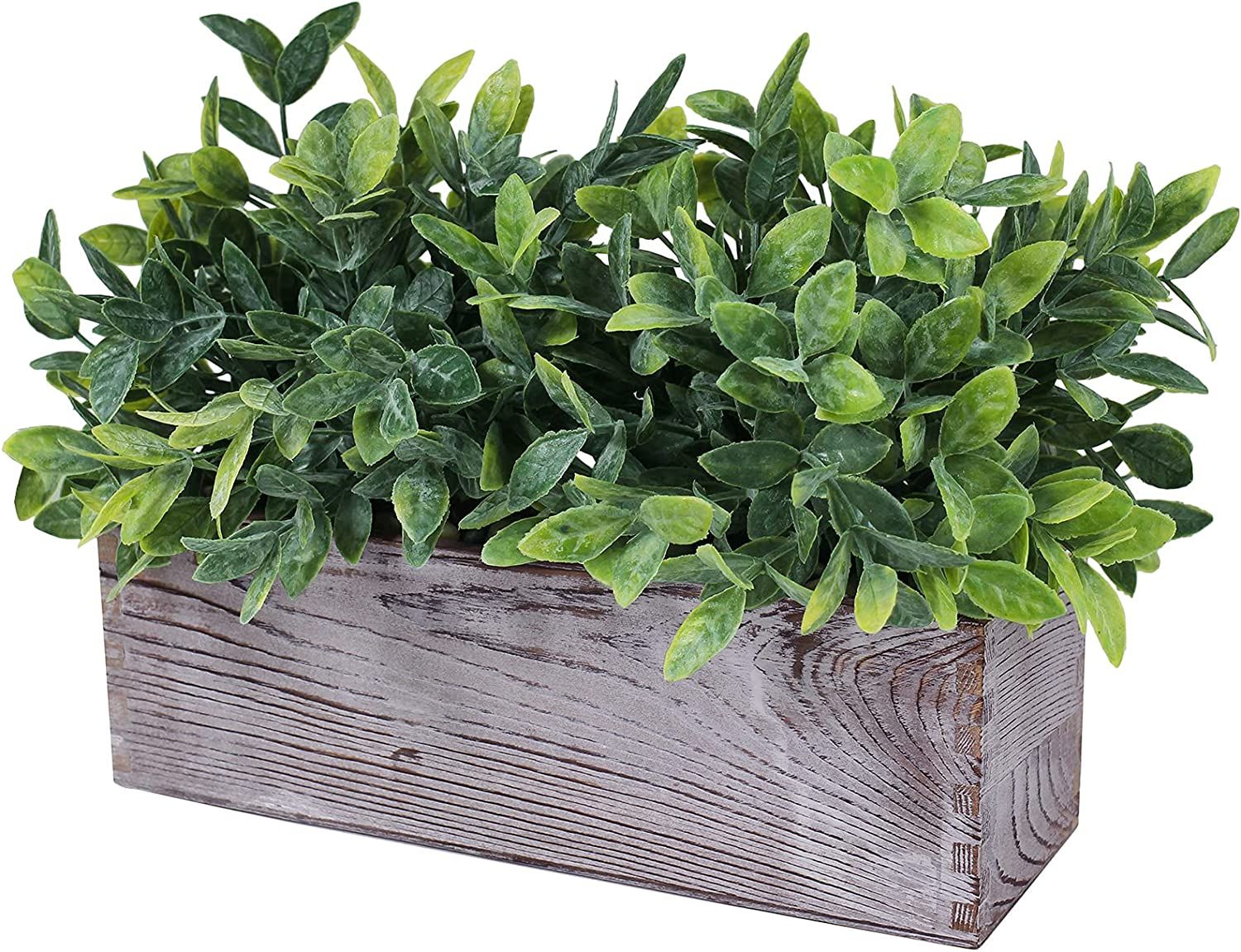 Artificial Grey Green Eucalyptus Plant in Rustic Rectangular Wooden Planter Box Faux Potted Herb ... | Amazon (US)