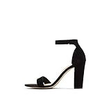 ALDO Women's Jerayclya Ankle Strap, Block Heel Sandal, Black Suede, 10 | Amazon (US)