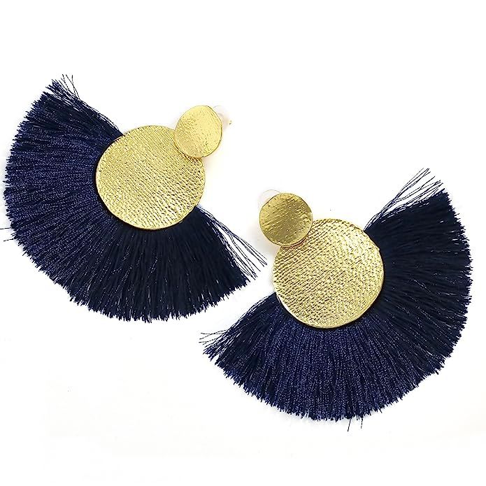 MOOCHI Women's Handmade Thread Tassel Hanging Fashion Earrings Bohemian Statement Fringed | Amazon (US)