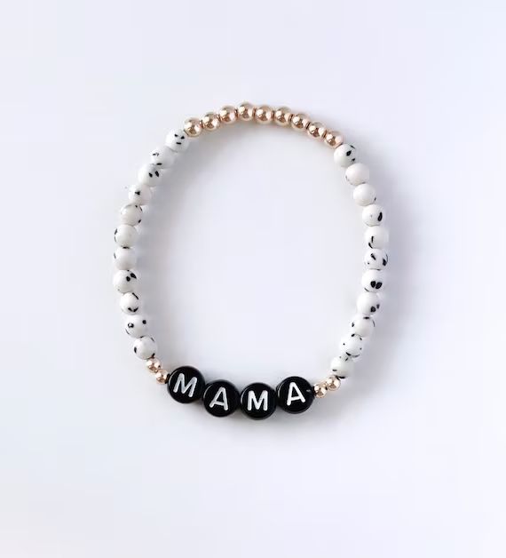 Dalmatian Jade Personalized Beaded Name Bracelet  Custom Word - Etsy | Etsy (US)