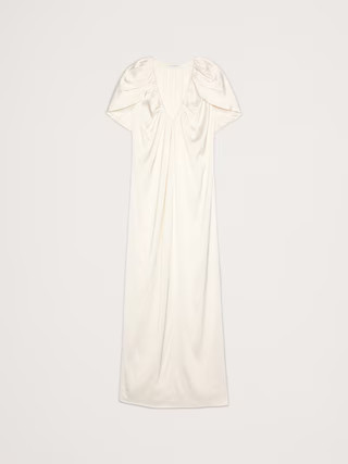 Stretch-Satin Cape Maxi Dress | Banana Republic (US)