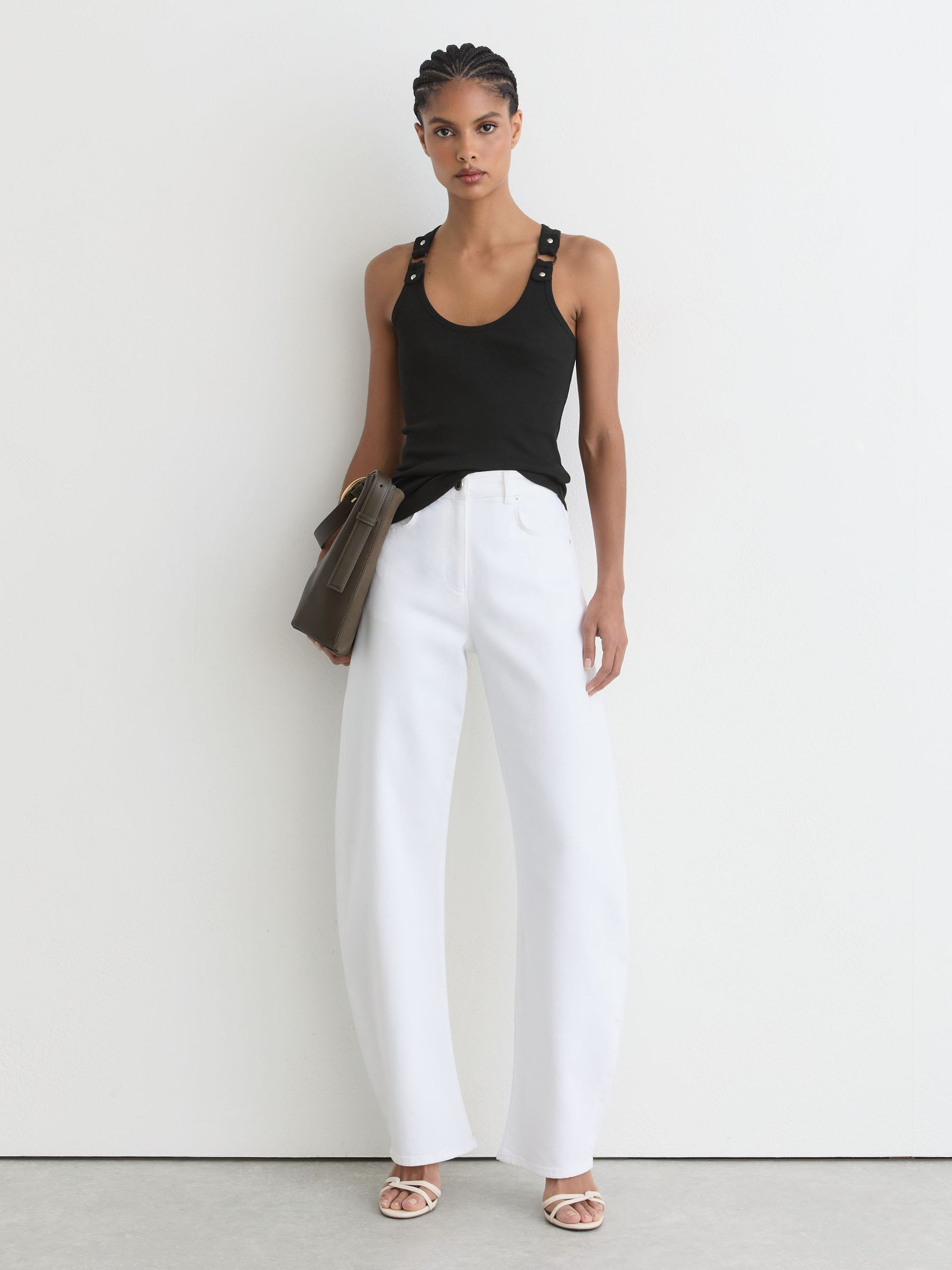 Reiss Stretch-Cotton Hardware-Detail Vest in Black | REISS | Reiss US