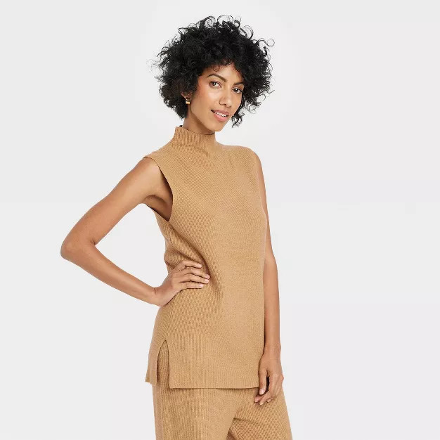 Women's Mock Turtleneck Ribbed Sweater Vest - A New Day™ | Target
