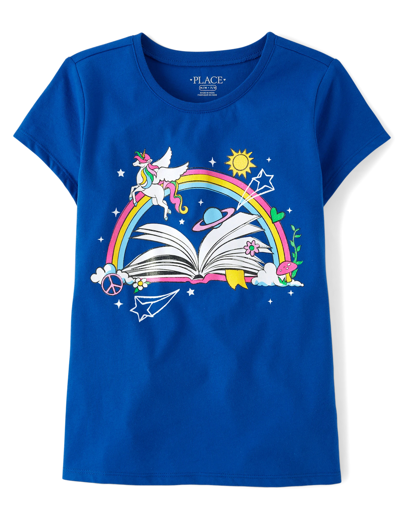 Girls Unicorn Book Graphic Tee - renew blue | The Children's Place