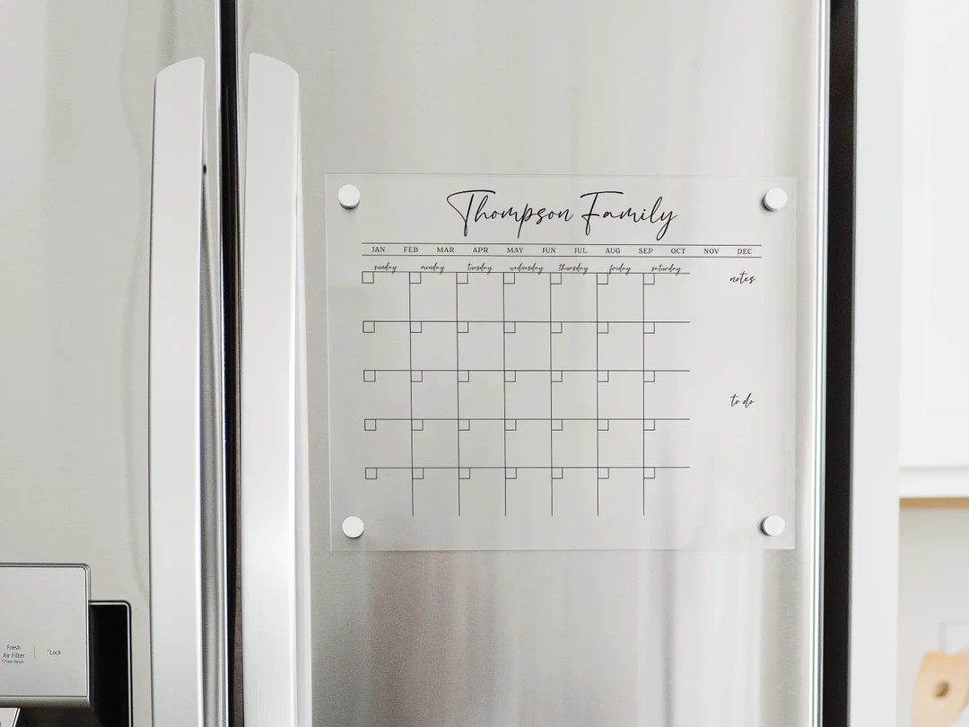 Magnetic Acrylic Calendar for Fridge Personalized Family - Etsy | Etsy (US)
