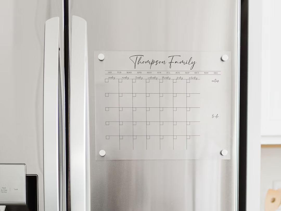 Magnetic Acrylic Calendar for Fridge Personalized Family - Etsy | Etsy (US)