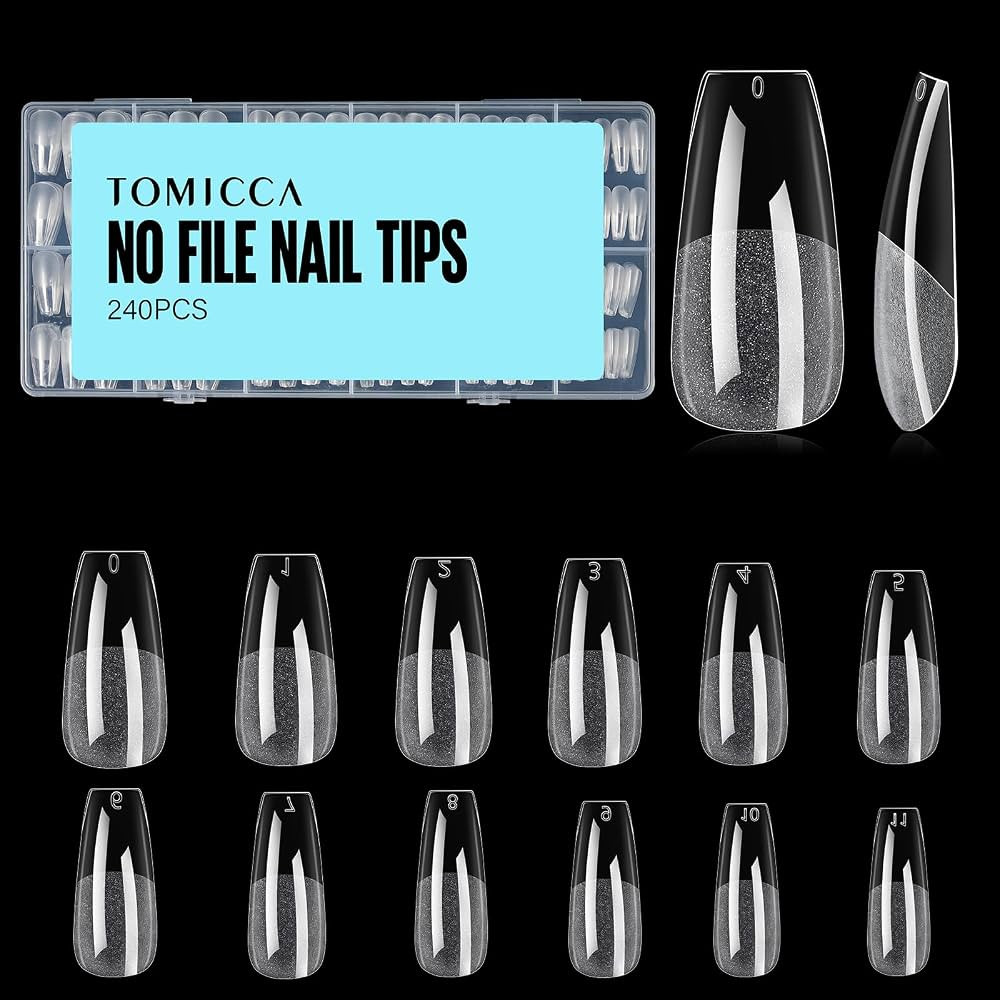 TOMICCA Medium Coffin Nail Tips, 240Pcs Half Matte Soft Gel Nail Tips, 12 Sizes Acrylic False Nai... | Amazon (US)