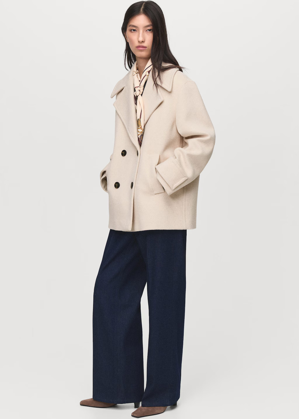 Double-breasted wool-blend coat light/pastel grey - Woman - M - MANGO | Mango (US/MX/AU)