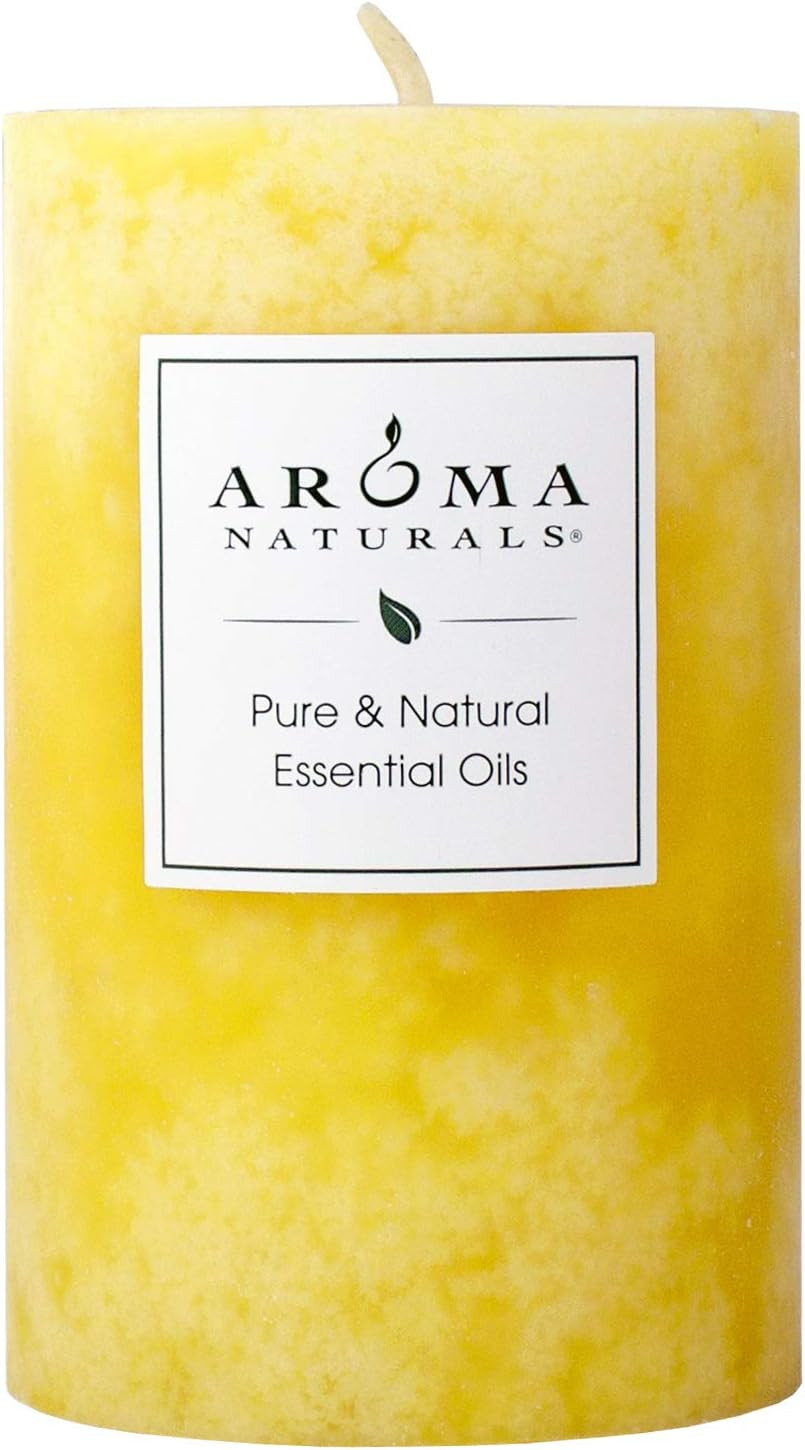 Aroma Naturals Essential Oil Orange and Lemongrass Scented Pillar Candle, Ambiance, 2.5 inch x 4 inc | Amazon (US)