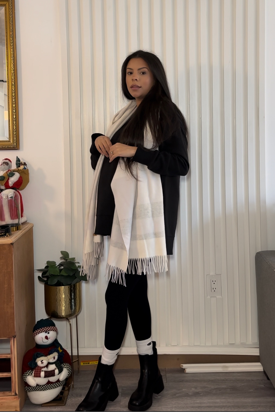 Day 6 of 30 Days of Styling The Bump - Fall & Winter Outfit Inspo Edition ✨ I promise you, you don’t have to sacrifice comfort for stylish pregnancy outfits and I’m going to show you how! 

These are all non-maternity maternity clothes I’m wearing, because I love avoiding maternity clothes as much as possible for pieces I can wear post-pregnancy! My 30 weeks pregnant bump style is comfort meets cozy fall vibes. We’re going to spend 30 days styling this growing baby bump from comfy and cute style all the way to dressy pregnancy outfits for those special occasions you need outfit inspo for!

You can shop similar outfit pieces here!

Fall Fashion Pieces for This Look:
- platform black Chelsea booties 
- Nike men’s unisex long socks
- seamless leggings / maternity leggings
- oversized blanket scarf 
- oversized black crewneck tunic sweater 
- purse of the day - wearing my Louis Vuitton neverfull 

Whether you're running errands or hitting the town, this bundled fall and winter casual outfit has got you covered. Fall and winter are the perfect seasons to bundle up and showcase your cozy and stylish wardrobe. If you're on the hunt for a versatile and cute outfit that can take you from errands to fall and winter fun activities with friends and family, look no further than this bundled fall and winter casual outfit inspo. Add some timeless, effortless simple jewellery to go with it and you’re all set for this holiday season! 
 
Fall outfits | Fall outfit inspiration | Thanksgiving outfit ideas | Maternity Jeans | Pregnancy Maternity Leggings | Fall boots booties | Fall fashion | fall family photos photoshoot outfits | fall pregnancy style | fall pregnancy outfits inspo | pregnant outfit inspo | third trimester looks | pregnancy looks 

#pregnant #pregnancydiary #pregnantbelly #pregnancyfashion #pregnancystyle #pregnantstyle #ootd #outfitinspiration #outfitinspo #fallfashion #fallstyle #stylethebump #falloutfits #fallfashiontrends #maternityfashion #bumpstyle #bumpfashion #fallclothing #25weekspregnant #25weeks #bumpfriendly #maternitystyle #30weeks #30weekspregnant 

#LTKfindsunder100 #LTKstyletip #LTKHoliday