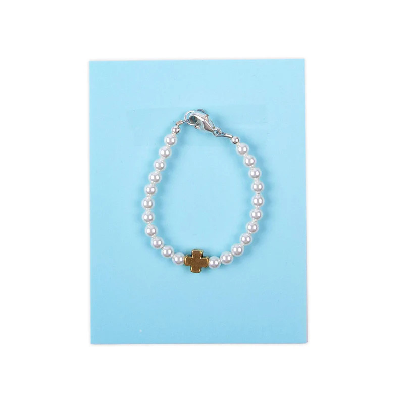 Gold Cross Pearl Bracelet | Classic Whimsy