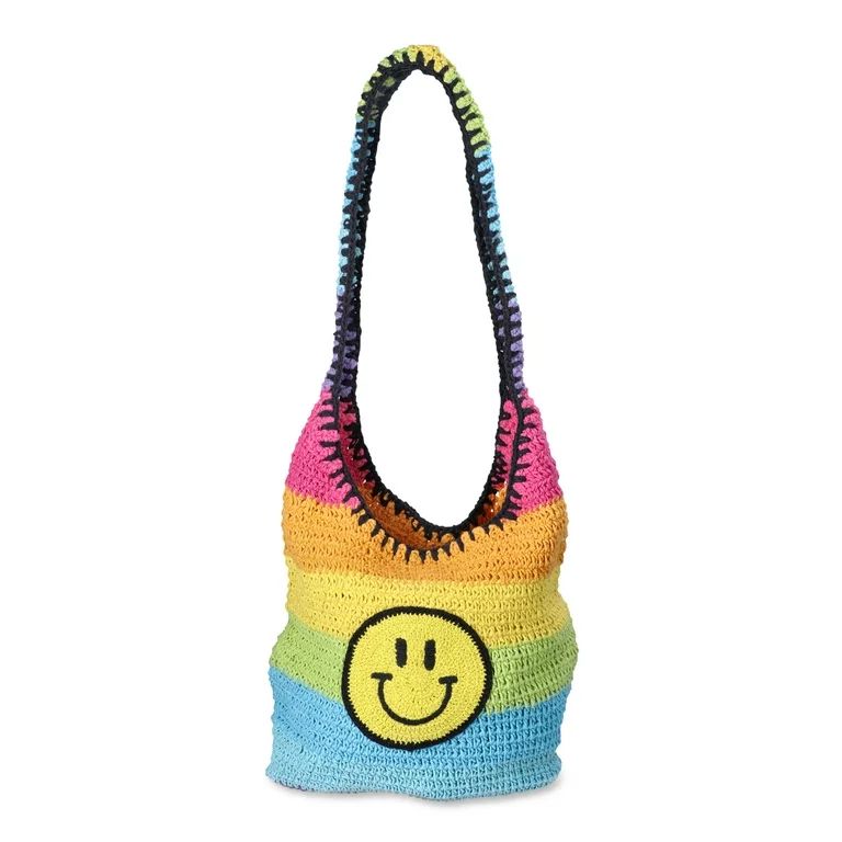 No Boundaries Women's Crochet Festival Hobo Bag, Ombre Smiley | Walmart (US)