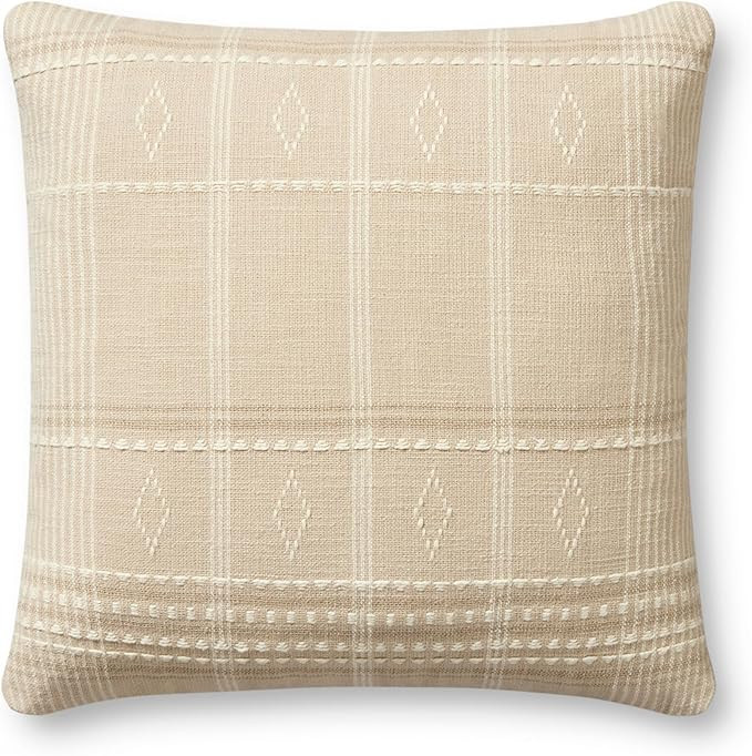 Loloi Angela Rose x Loloi Lina Collection PAR0016 Beige / Ivory 18'' x 18'' Cover w/Down Pillow | Amazon (US)