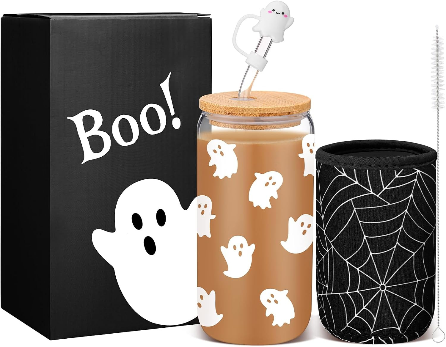 Blushtier 3 Pcs Halloween Ghost Gifts Black Tumbler Cup Sleeve Gifts Box | Amazon (US)