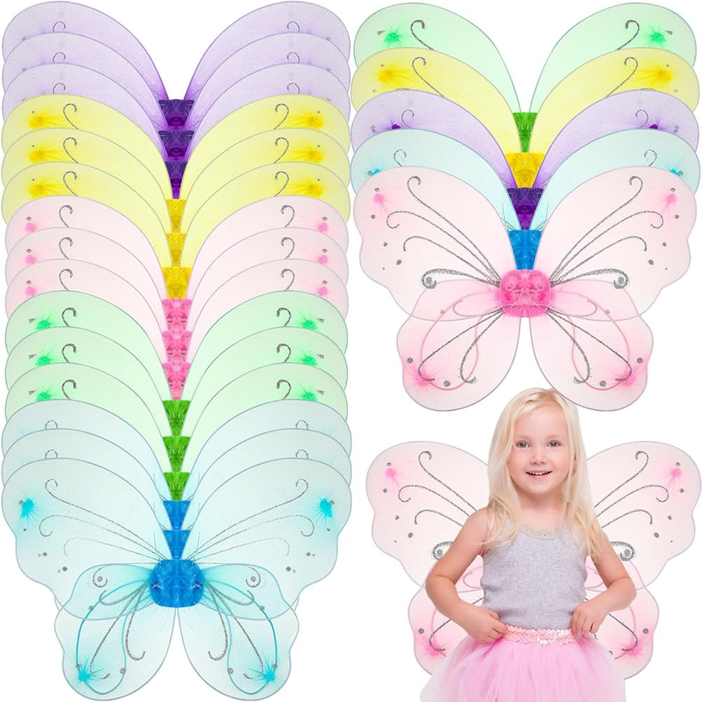 Chivao 20 Pieces Fairy Wings Butterfly Wings Dress up Birthday Wedding Decoration Halloween Party... | Amazon (US)
