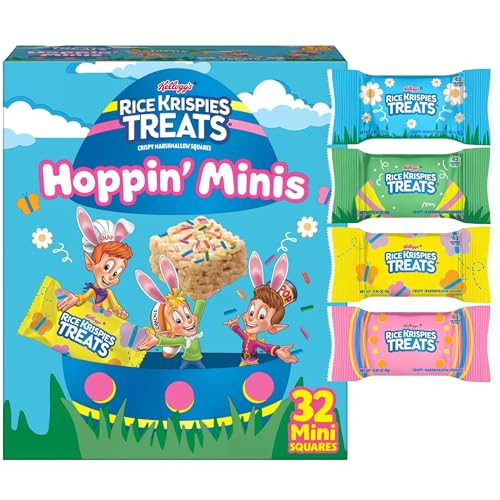 Rice Krispies Treats Crispy Mini Marshmallow Squares, Easter Snacks, Cereal Bars, Original with Colorful Sprinkles, 12.4oz Box (32 Count) | Amazon (US)