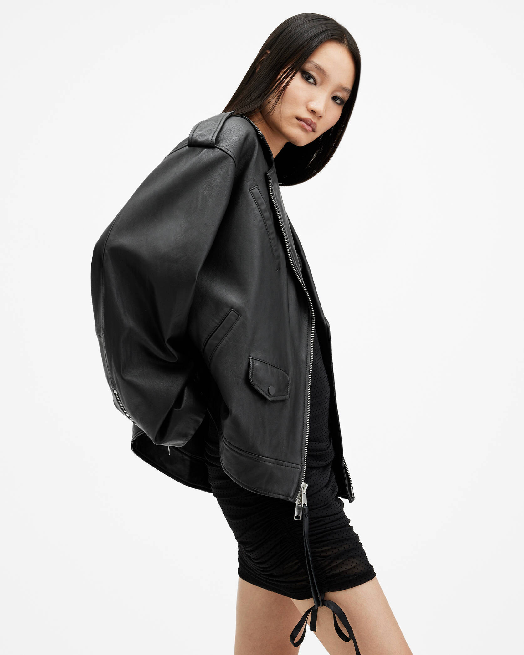 Daylen Oversized Leather Biker Jacket | AllSaints UK
