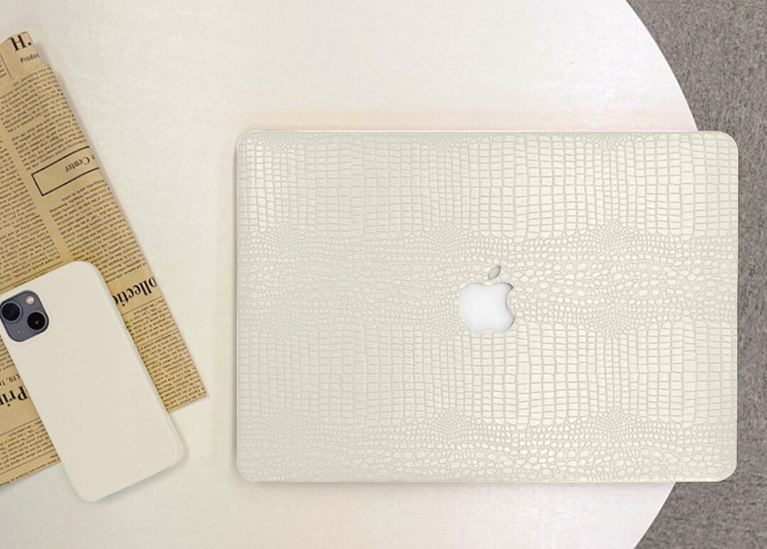 White Crocodile Print Hard Cover MacBook Case Neutral Laptop - Etsy | Etsy (US)