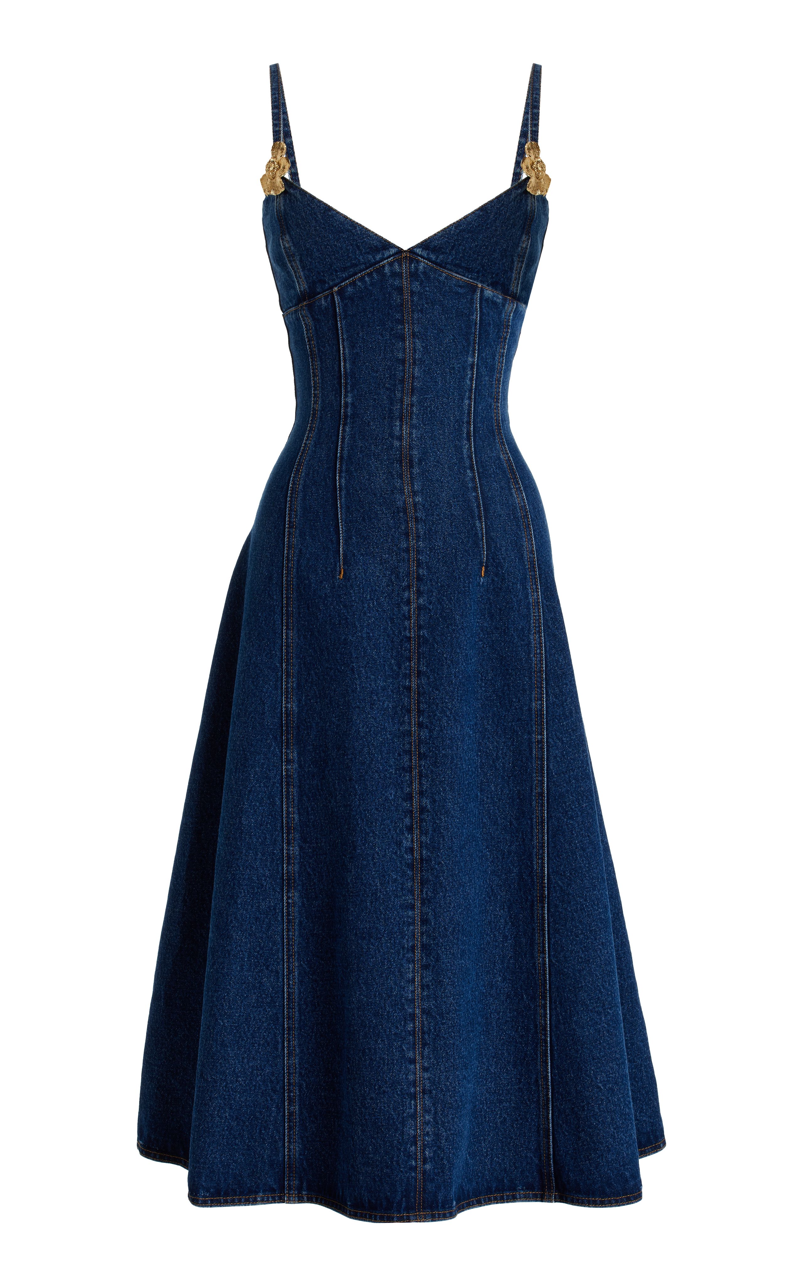 Exclusive Hardware-Detailed Bustier Denim Midi Dress | Moda Operandi (Global)