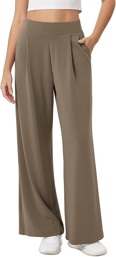 ODODOS Modal Soft Wide Leg Pants for Women High Waist Casual Relaxed Pants with Pockets-27/29"/ 3... | Amazon (US)