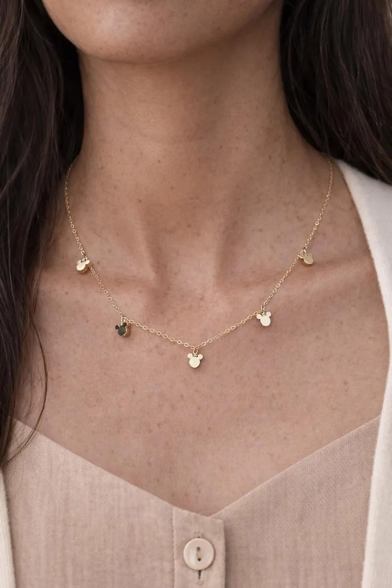 Tiny Mickey Mouse 14k Gold Filled Necklace | Etsy (US)