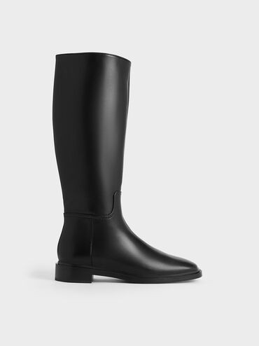 Side-Zip Knee-High Riding Boots
 - Black | Charles & Keith UK