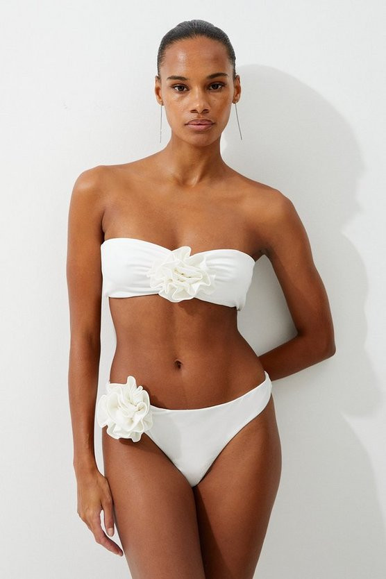 Rosette Detail Thong Bikini Bottom | Karen Millen UK + IE + DE + NL