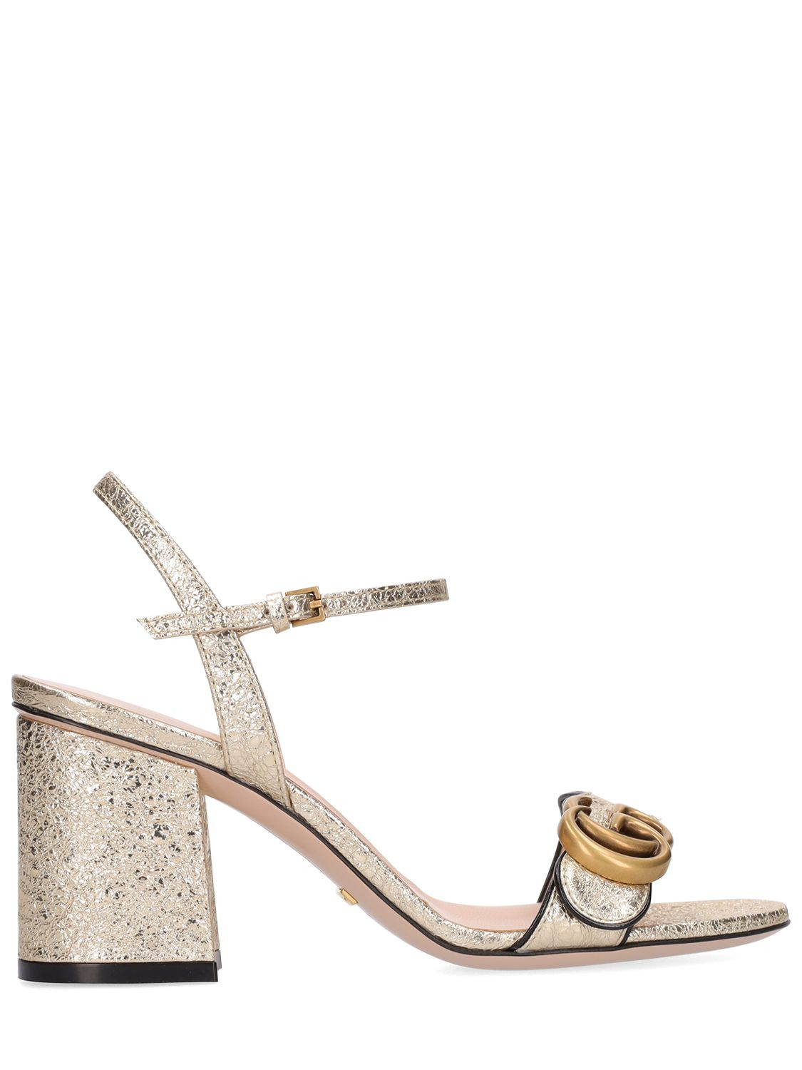 GUCCI | 75mm Metallic leather sandals | WOMEN | Platinum | 35.5 | Calf | | Luisaviaroma