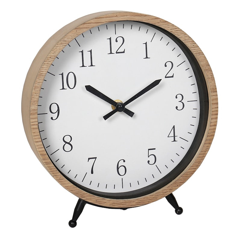 Natural Wooden Round Wall Clock, 9.5" | At Home
