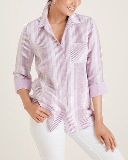 FreshChic Purple Striped Linen Shirt | Chico's