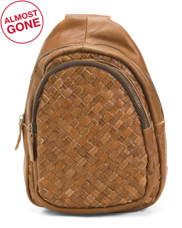 Leather Woven Sling Crossbody | TJ Maxx