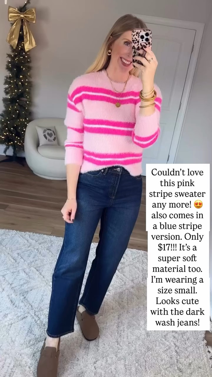 Walmart try on, pink stripe sweater 

#LTKFindsUnder50 #LTKStyleTip