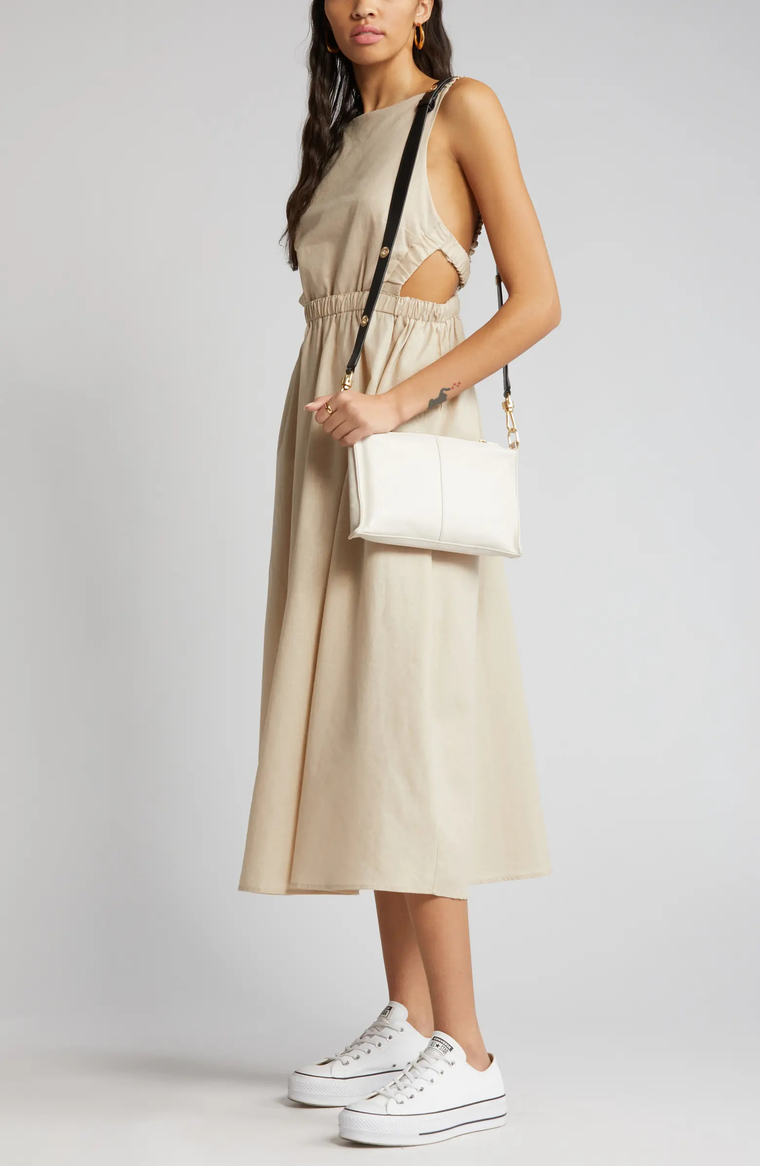 Open Back Linen & Cotton Apron Dress | Nordstrom