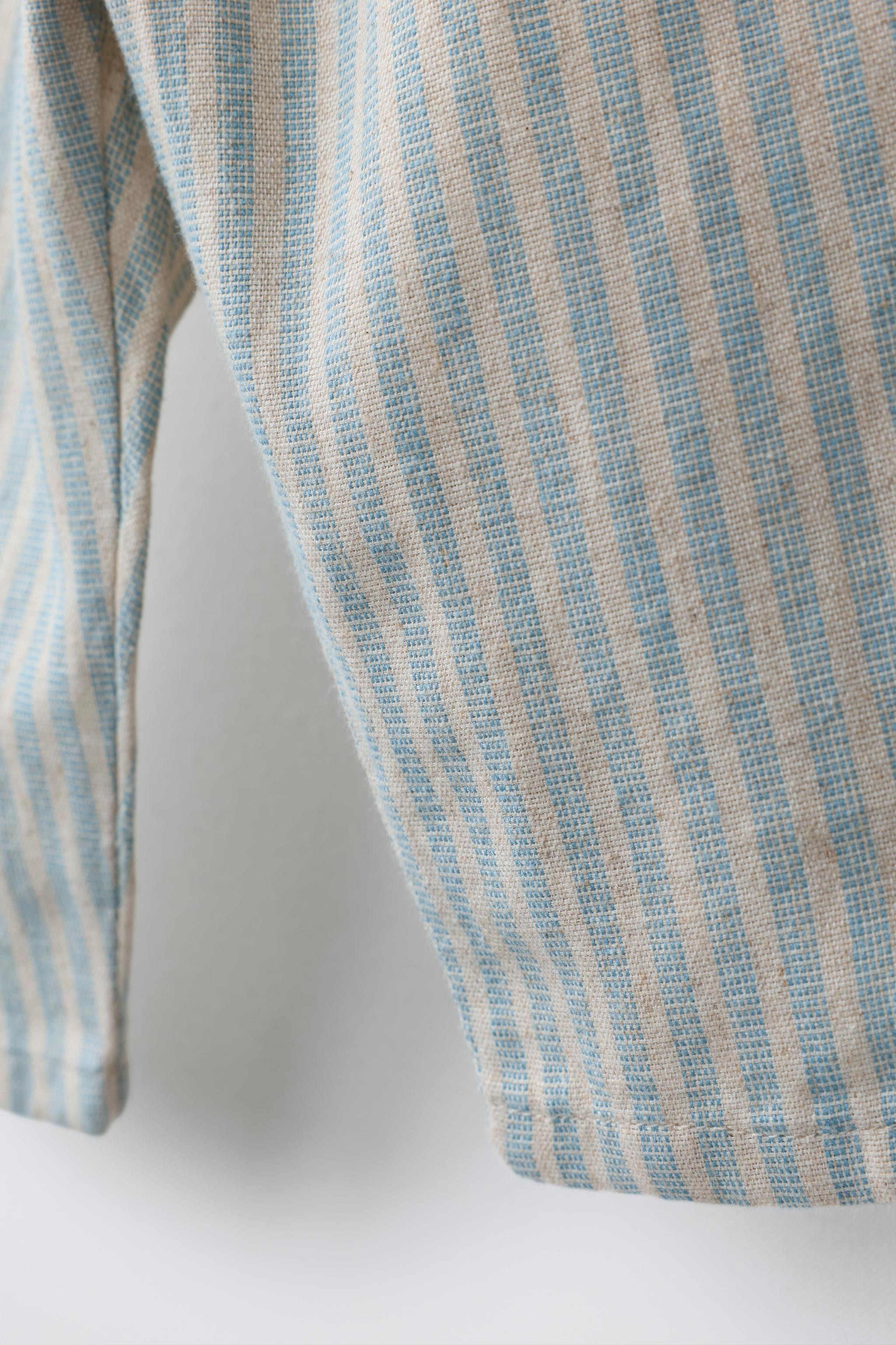 STRIPED COTTON AND LINEN PANTS | Zara US