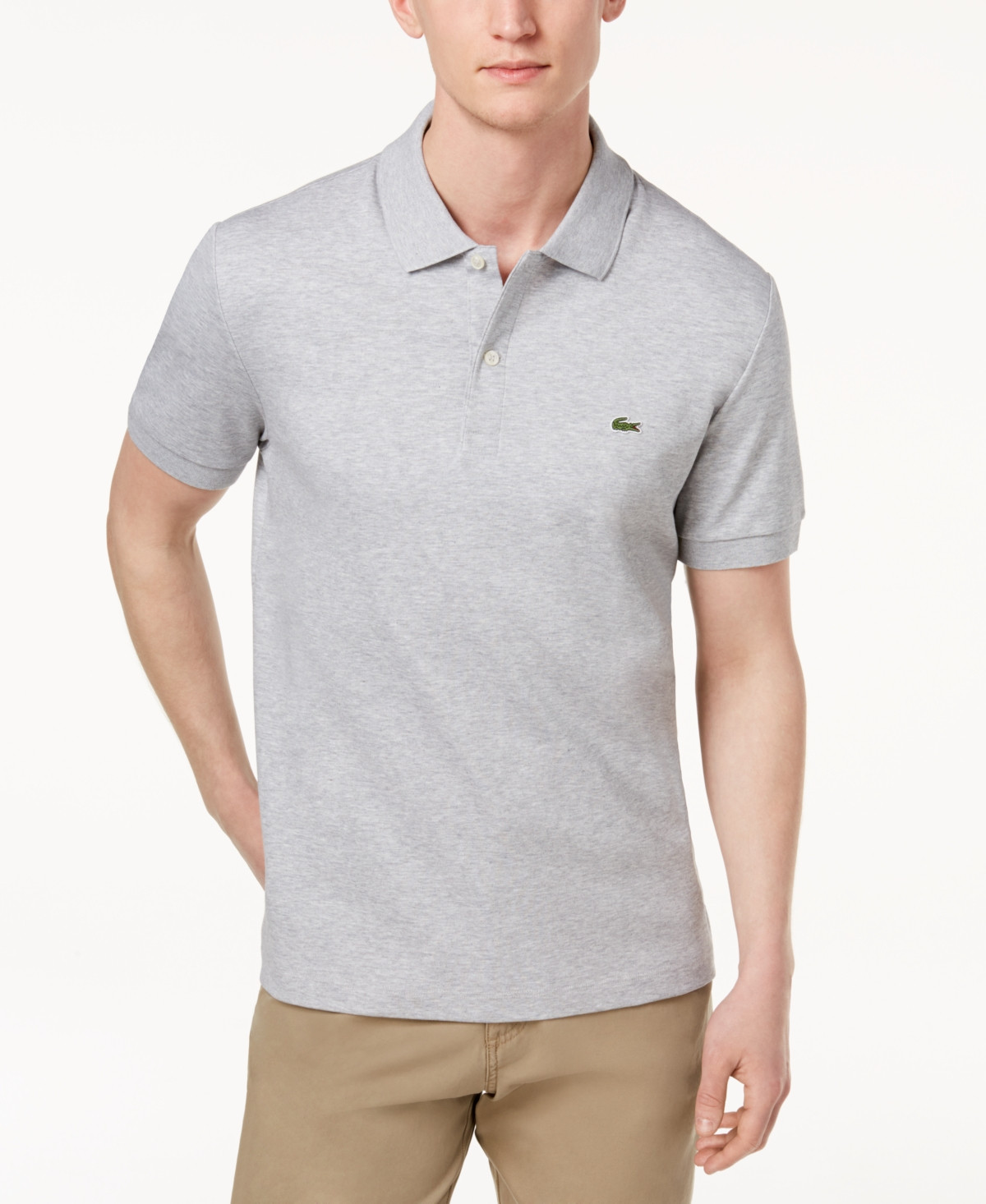 Men's Lacoste Regular Fit Soft Touch Short Sleeve Polo - CCA - Silver | Macy's