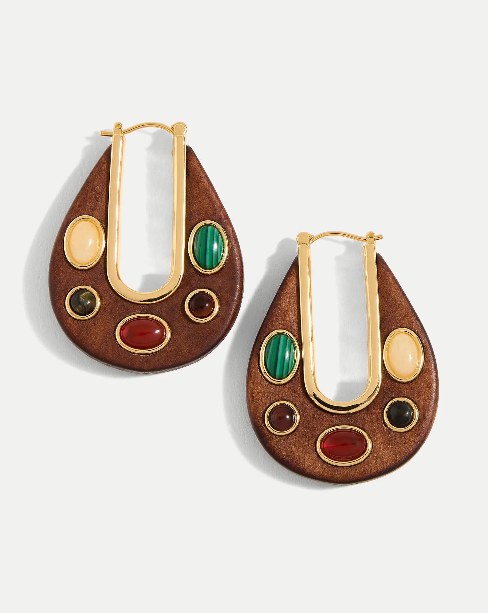 Wood Embellished Drop Hoop | Veronica Beard