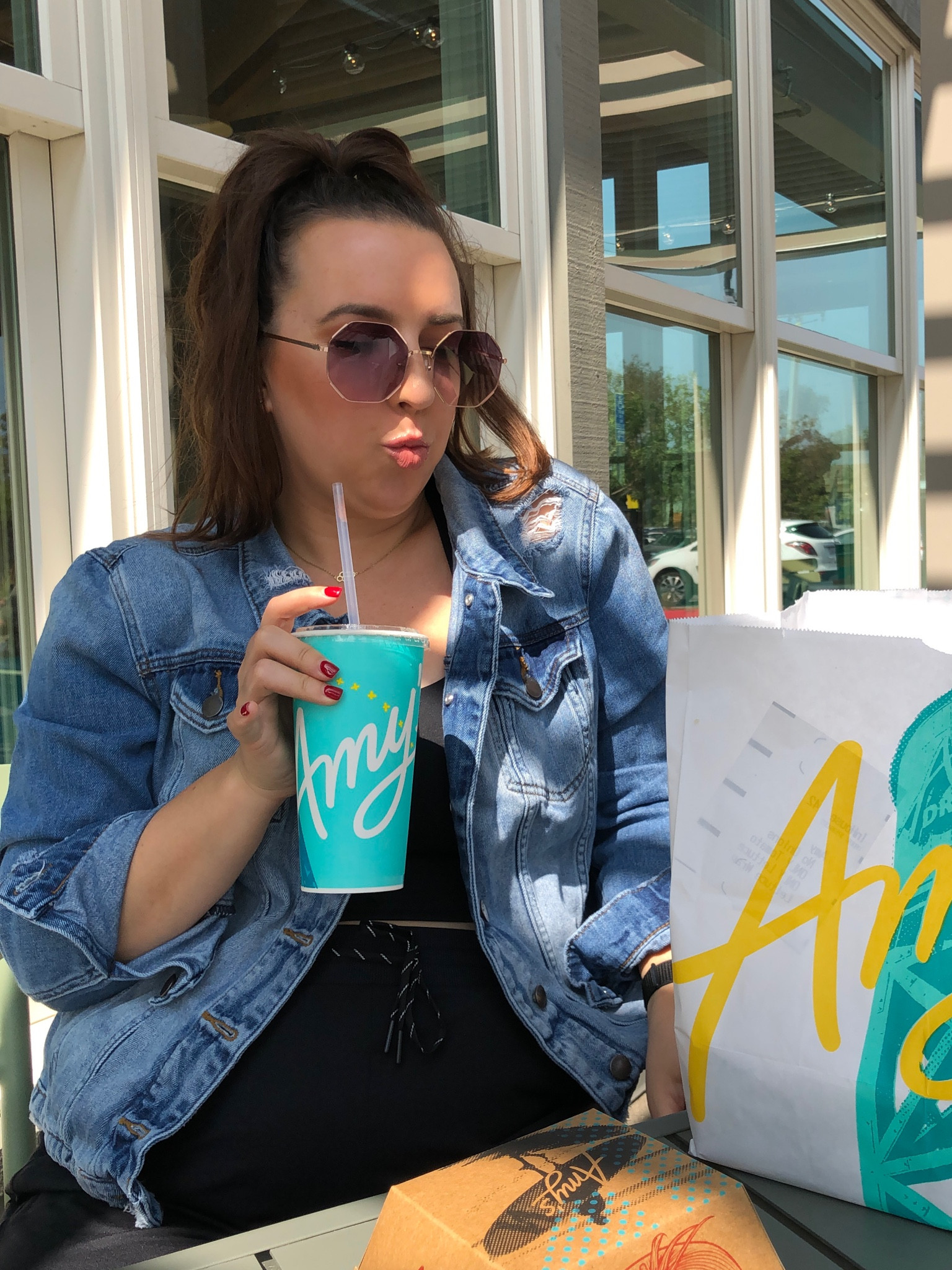 Summer outfit / Amazon sunglasses / octagon sunglasses / Zella joggers / crop top / jean jacket / distressed denim jacket

#LTKMidsize #LTKxNSale #LTKBacktoSchool