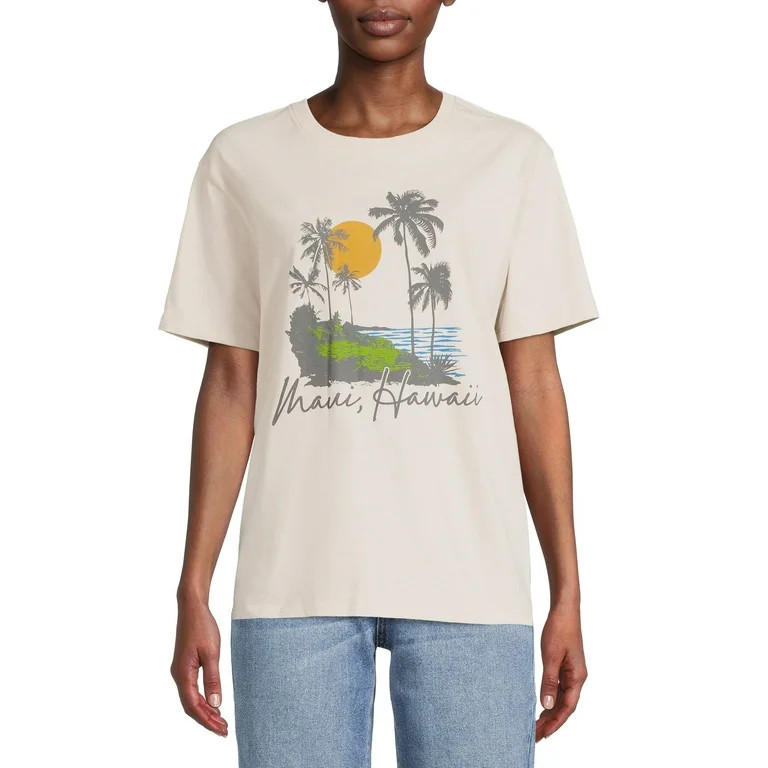 Time & Tru Hawaii Beaches Graphic Short Sleeve Tee | Walmart (US)
