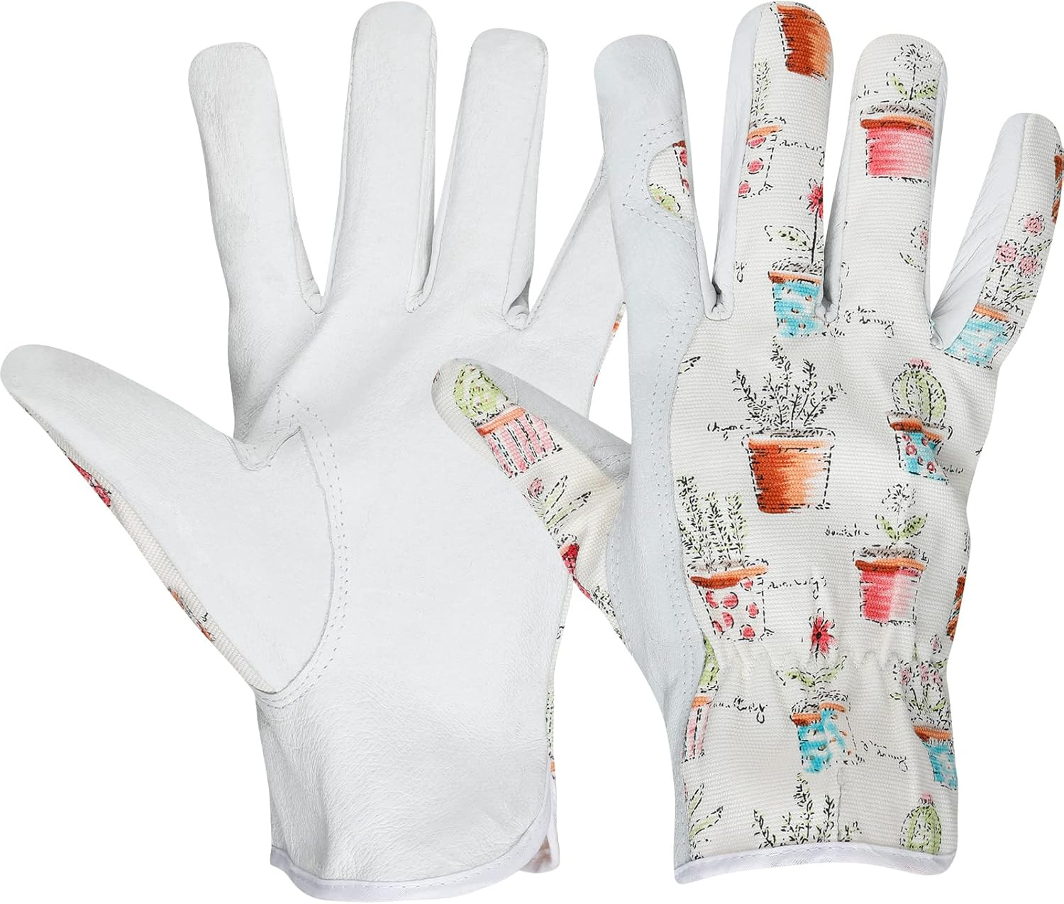 Worth Garden Cute Pigskin Leather Canvas Work Gloves Breathable Lightweight Gardening Gloves for ... | Amazon (US)