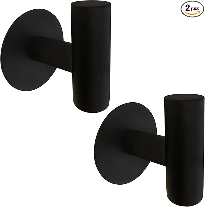 Matte Black Adhesive Wall Hooks 2 Packs, Heavy Duty Sticky Towel Hooks for Bathroom Kitchen Door,... | Amazon (US)