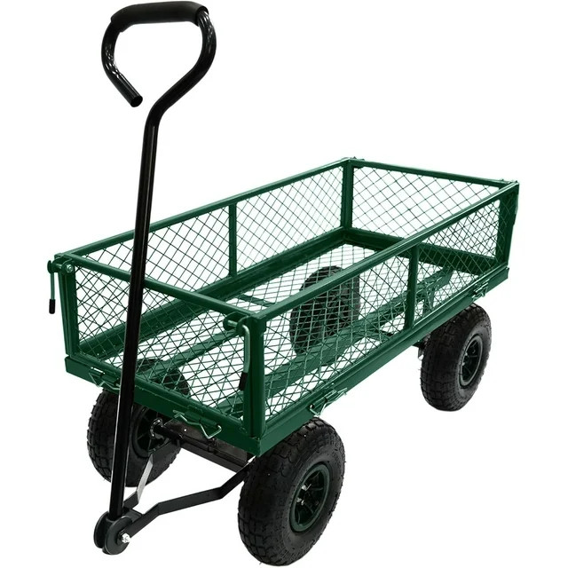 300 LBS Garden Cart, Heavy Duty Versatile Wagon Cart, Steel Mesh Lawn Cart with Removable Sides a... | Walmart (US)