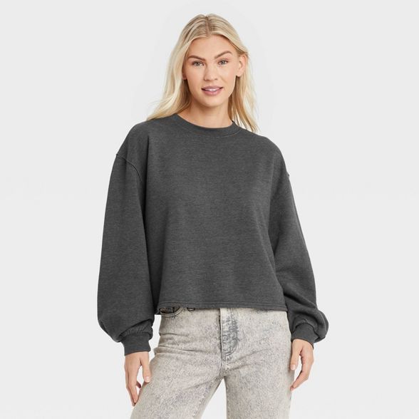 Women&#39;s Shrunken Sweatshirt - Universal Thread&#8482; Dark Gray S | Target