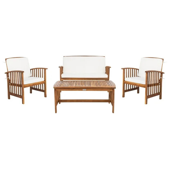SAFAVIEH Outdoor Collection Rocklin 4-Piece Patio Set Natural/Beige | Walmart (US)