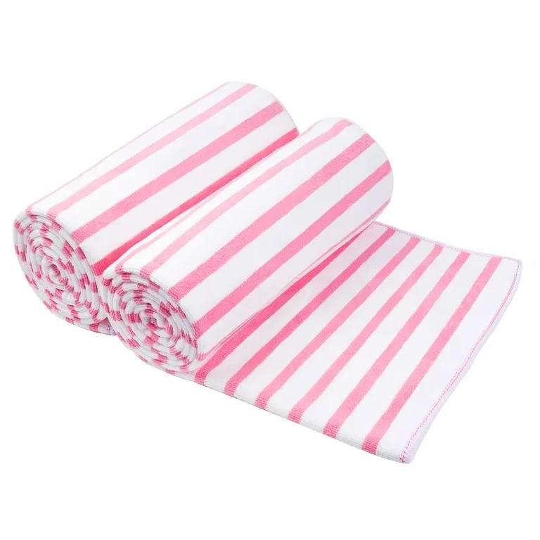 Cabana Stripe Bath Towel Beach Towel 2 Piece- Multi purpose Towels for Pool, Sport, Yoga, Camping... | Walmart (US)